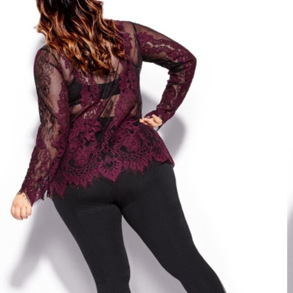 City Chic Lace Black and Brick Red Top. New With Tags - Picture 2 of 8